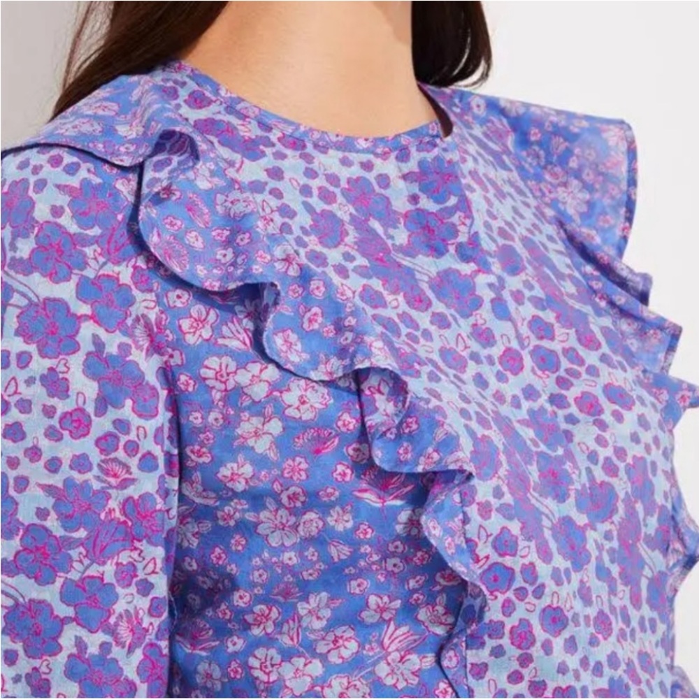 VINEYARD VINES FLORAL RUFFLE TOP